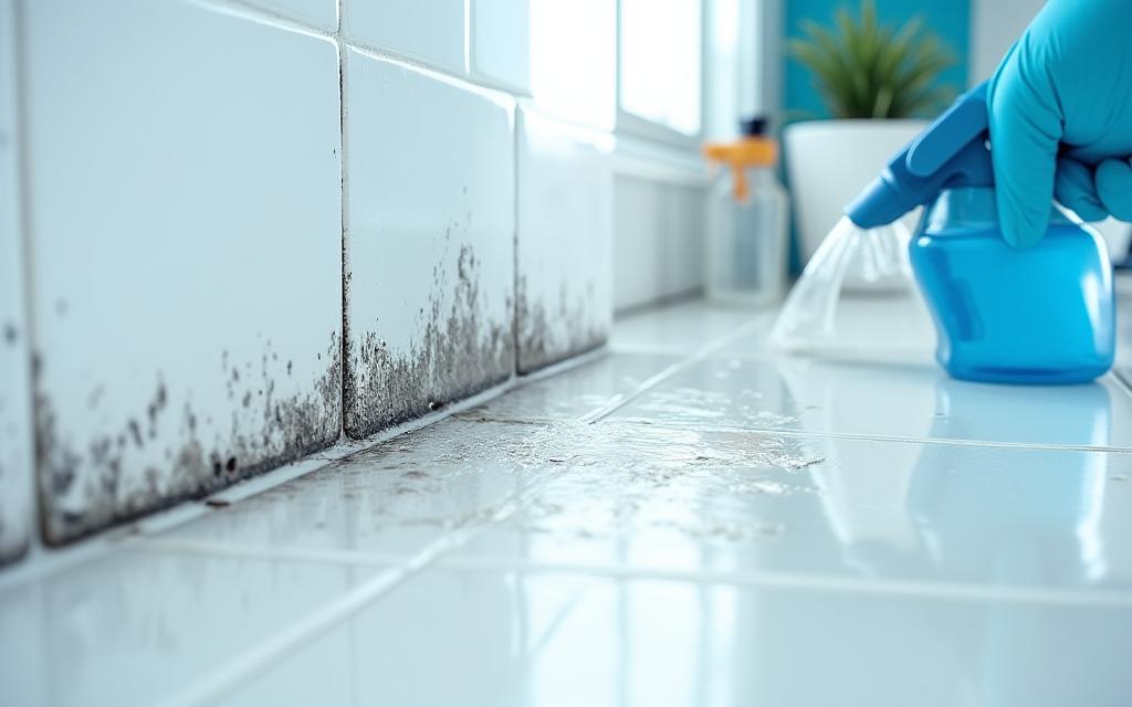 Professional deep cleaning in bathroom including mold and grime removal